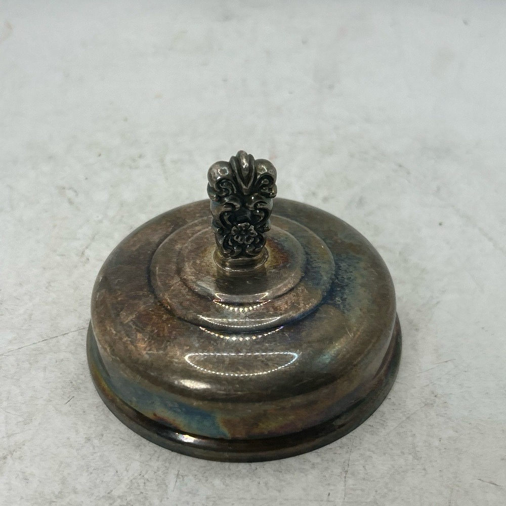 Finial 2 5/8 Inch Tarnished Silver Tone Ornate Vintage Fleur De‎ Lis Collectible